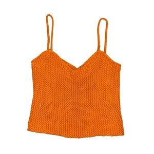 Women’s Annabeth Orange Knit Cropped Tank Top Size Medium